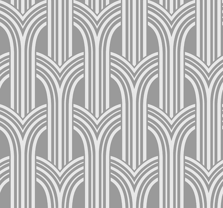 Deco Arches Metallic Silver DC61910 by Collins & Company Designer Wallpaper