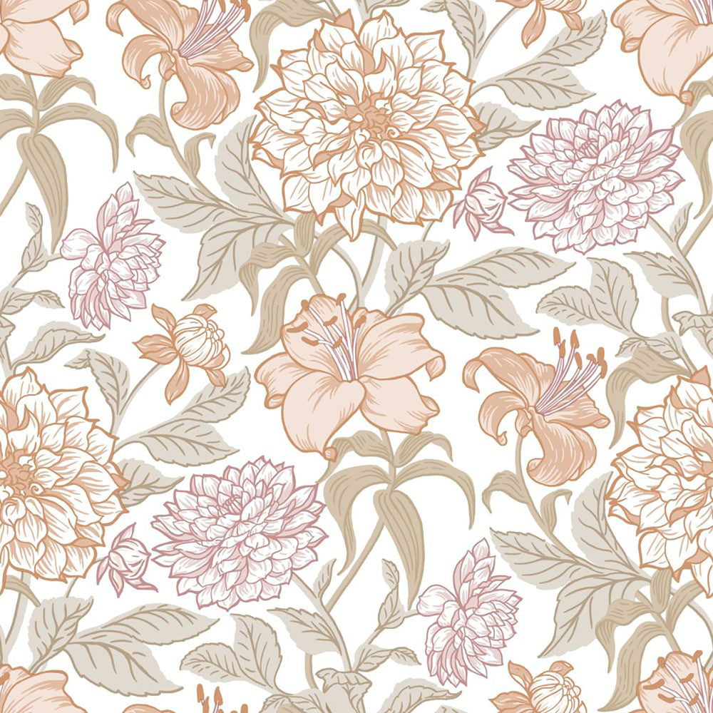 Persephone Pastel Spring Blossoms Wallpaper by ESTA Home Designer Design Department Covers about 57.5 square feet 20.9-in by 33-ft long roll Unpasted 20.9 - Swanky Fabrics -