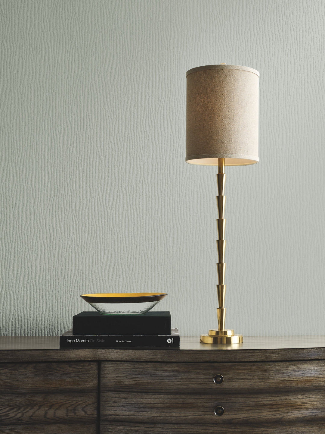 Rain Chimes Green Wallpaper by Antonina Vella Designer
