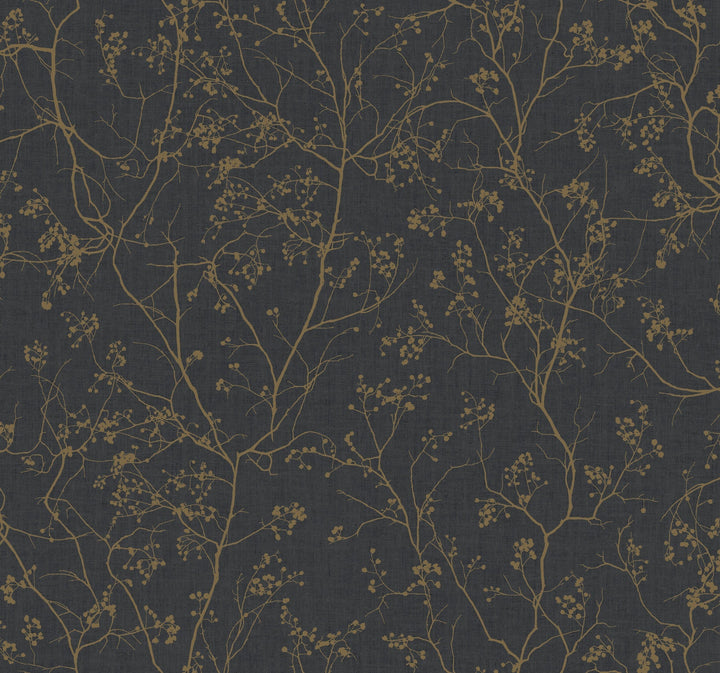 Luminous Branches Black & Gold Wallpaper by Antonina Vella Designer