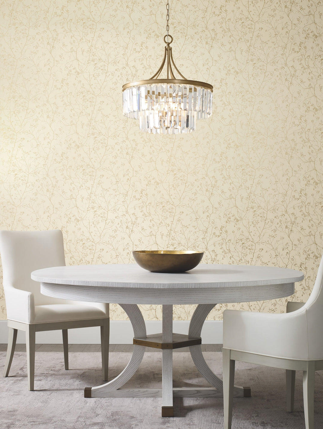 Luminous Branches Cream & Gold Wallpaper by Antonina Vella Designer