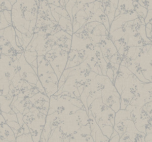 York Wallcoverings Wallpaper Luminous Branches Grey & Silver