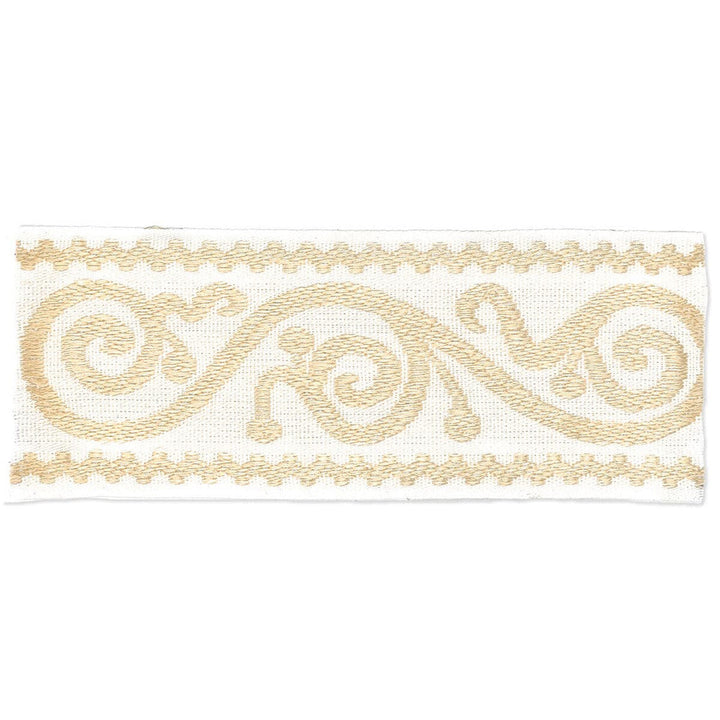 Delilah 3 Ivory by Stout Designer Trim HARMONY TRIM 58%POL 42%SVI CHINA </p><p>Repeat: 0 2.5 in - Swanky Fabrics -