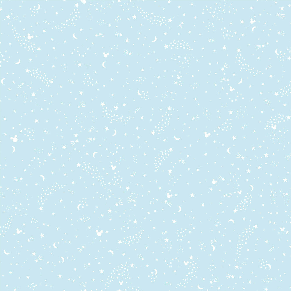 Disney Mickey Mouse Star Teal Wallpaper by York Wallcoverings Designer Disney Kids Vol. 4 Covers about 56.4 square feet 20.5-in by 33-ft long roll Unpasted 20.5 - Swanky Fabrics -