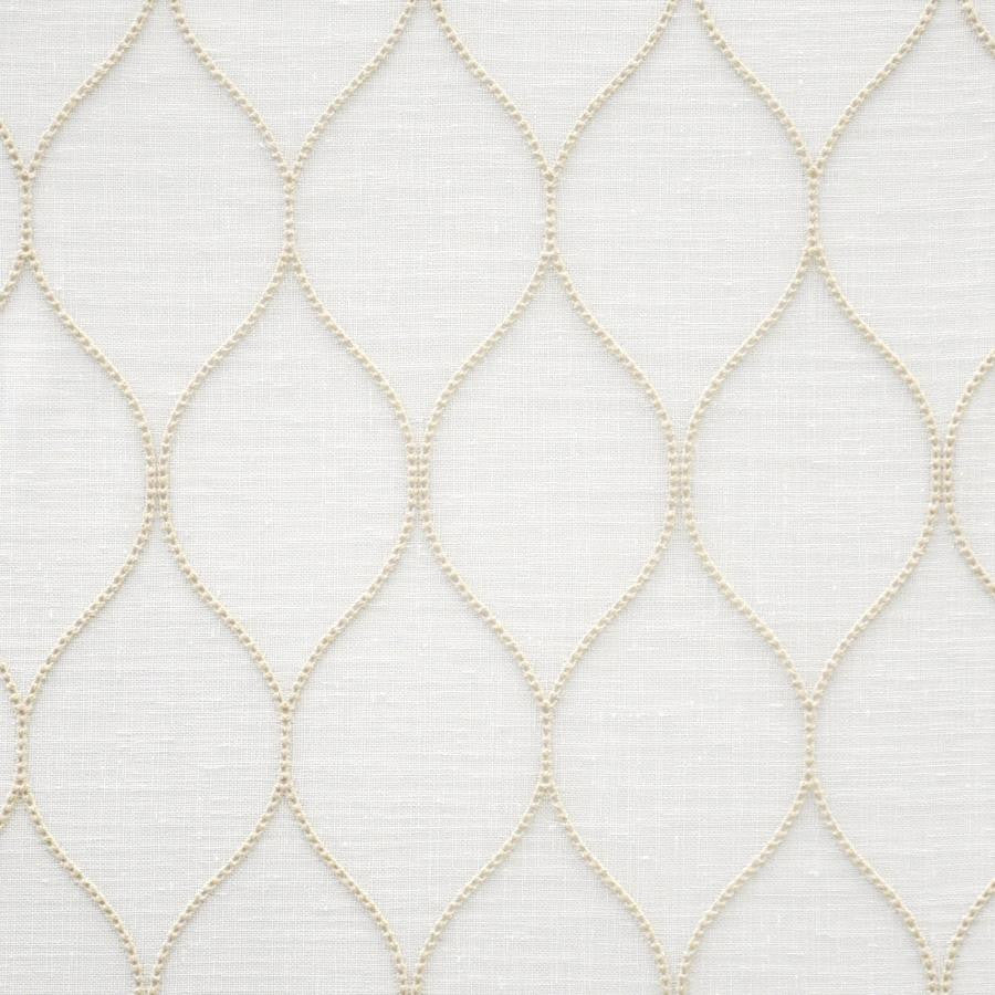 Derby # 407 Cornsilk by Maxwell Designer Fabric Sheer Threads 100% POLYESTER TURKEY V-6.5" H-3.1" 118" EMB. WIDTH 106" - Swanky Fabrics -