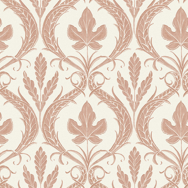 Adirondack Damask Brown & Beige Wallpaper by York Wallcoverings Designer Damask Resource Library Covers about 56.4 square feet 20.5-in by 33-ft long roll Prepasted 20.5 - Swanky Fabrics -