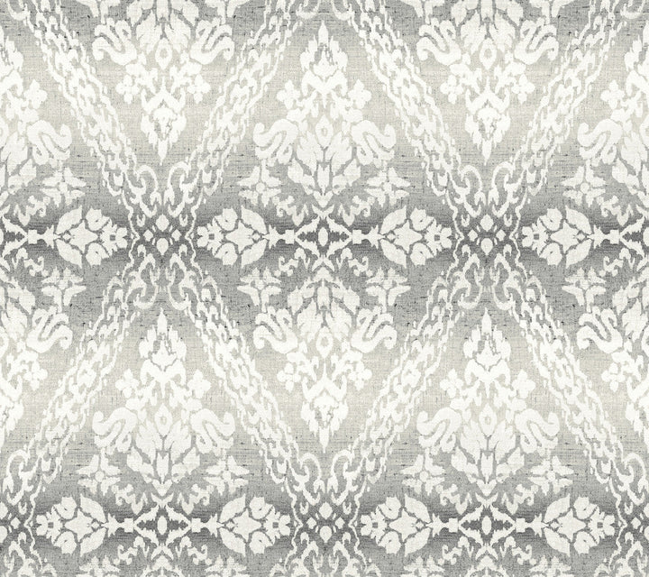Tudor Diamond Damask Black Wallpaper by York Wallcoverings Designer Damask Resource Library Covers about 60.8 square feet 27-in by 27-ft long roll Prepasted 24 - Swanky Fabrics -