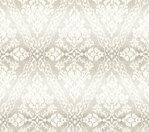 York Wallcoverings Wallpaper Tudor Diamond Damask Off White