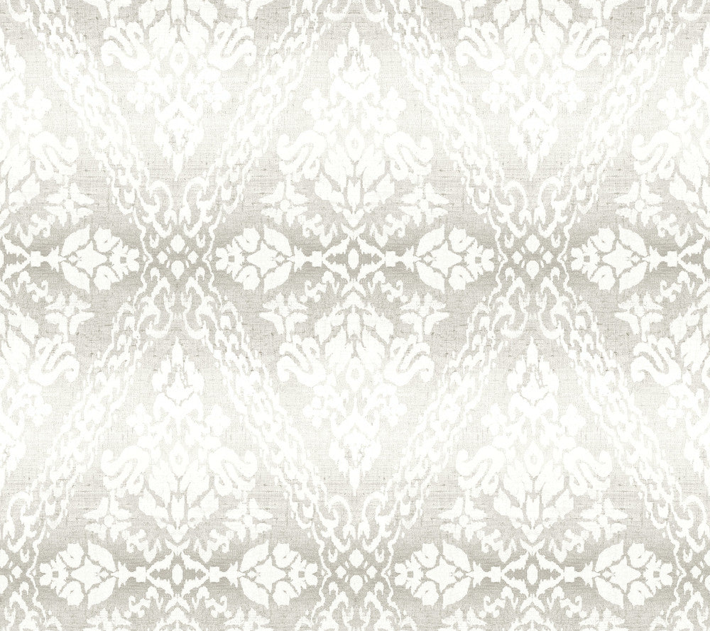 Tudor Diamond Damask Grey Wallpaper by York Wallcoverings Designer Damask Resource Library Covers about 60.8 square feet 27-in by 27-ft long roll Prepasted 24 - Swanky Fabrics -
