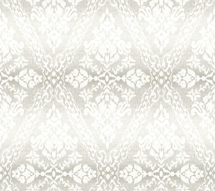 Tudor Diamond Damask Grey Wallpaper by York Wallcoverings Designer Damask Resource Library Covers about 60.8 square feet 27-in by 27-ft long roll Prepasted 24 - Swanky Fabrics -