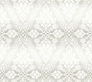 York Wallcoverings Wallpaper Tudor Diamond Damask Grey