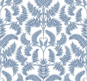 York Wallcoverings Wallpaper Royal Fern Damask Blue