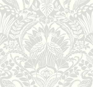 York Wallcoverings Wallpaper Egret Damask Green