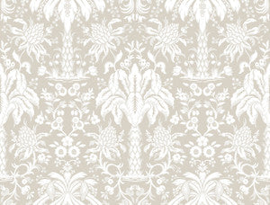 York Wallcoverings Wallpaper Palmetto Palm Damask Beige
