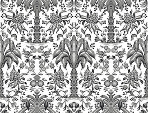 York Wallcoverings Wallpaper Palmetto Palm Damask Black