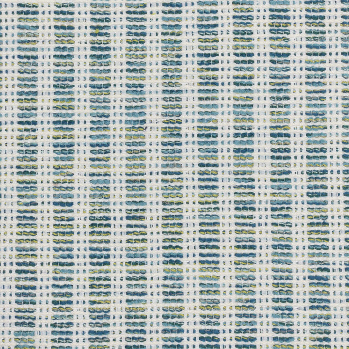 Downhome 1 Turquoise by Stout Designer Fabric COMFORTABLE LIVING BAHAMA/CARIBBEAN 41%POL 39%COT 20%SVI USA Horizontal: 0.750 and Vertical: 0.125 54.5 in - Swanky Fabrics -