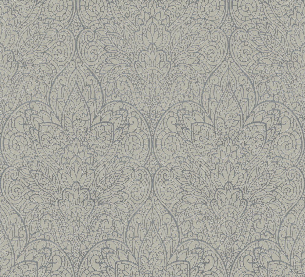 Paradise Dark Taupe & Silver Wallpaper by Candice Olson Designer Candice Olson After 8 Covers about 56.9 square feet 20.8-in by 32.8-ft long roll Unpasted 25.25 - Swanky Fabrics -