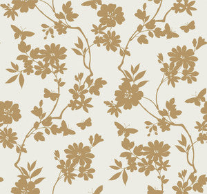 Candice Olson Wallpaper Flutter Vine White & Gold