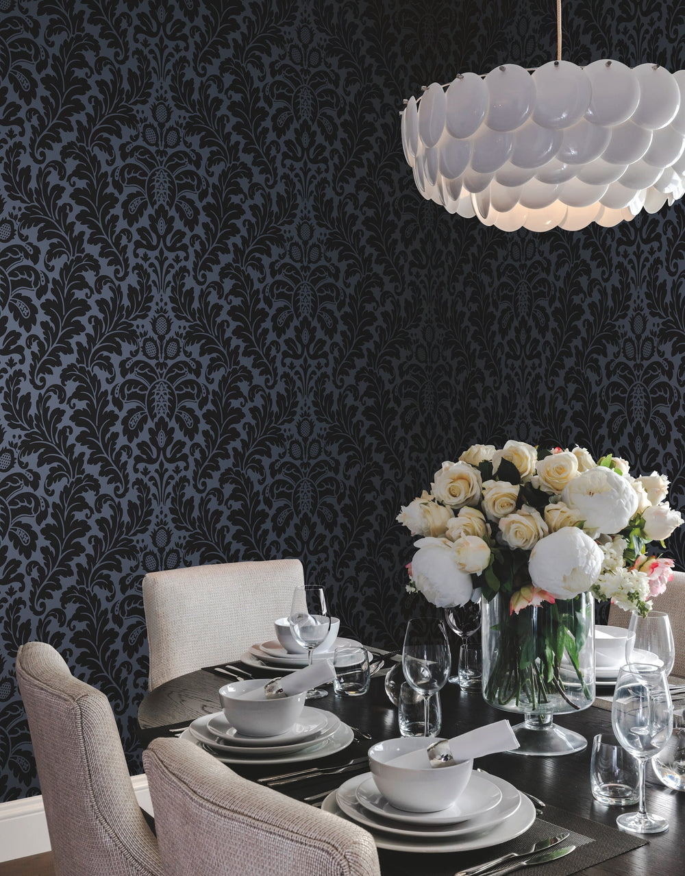 Modern Romance Navy Wallpaper by Candice Olson Designer