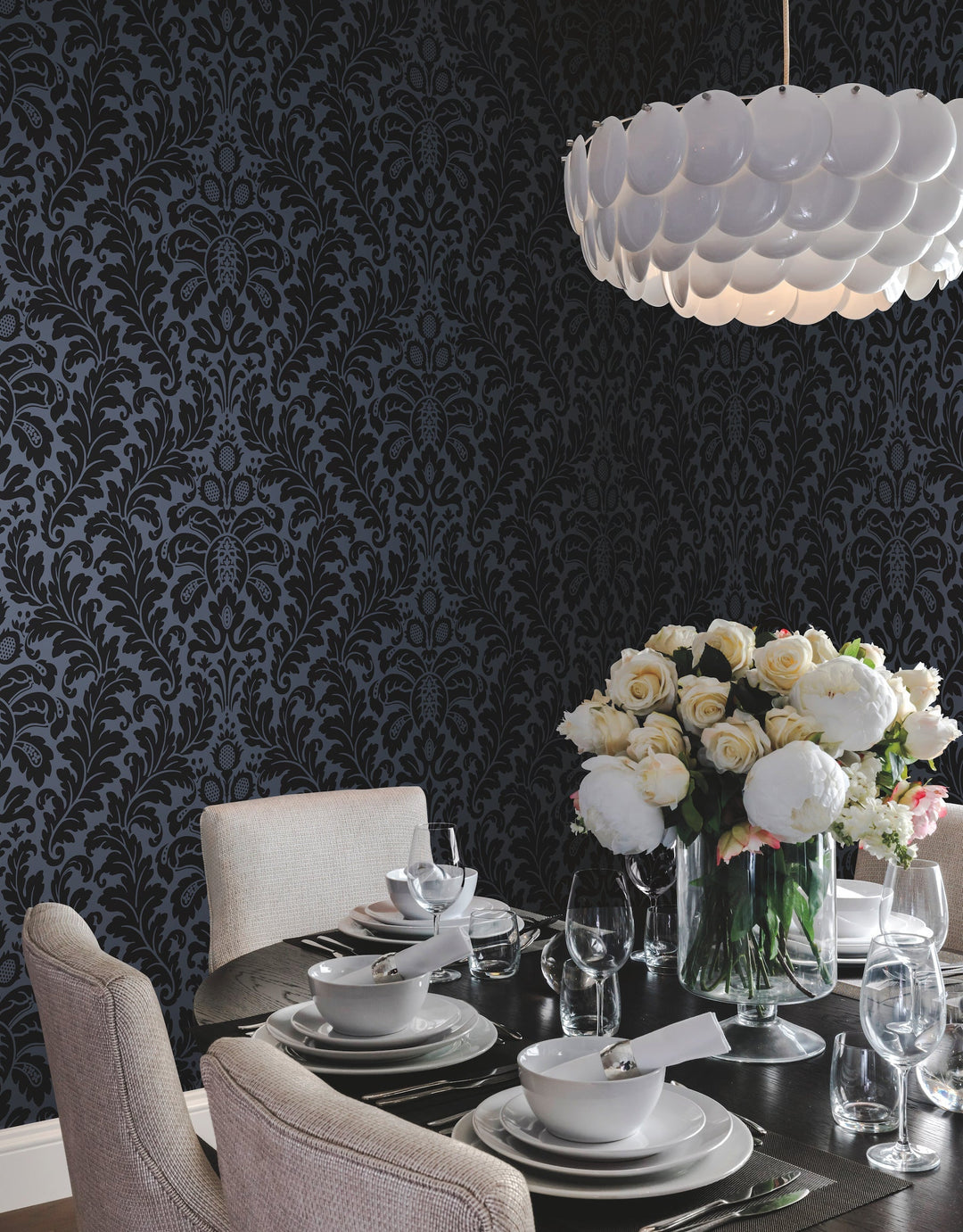 Modern Romance Navy Wallpaper by Candice Olson Designer