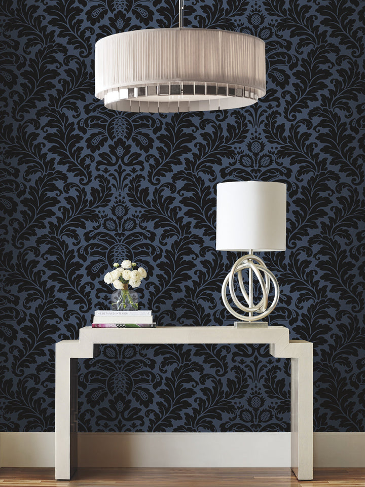 Modern Romance Navy Wallpaper by Candice Olson Designer
