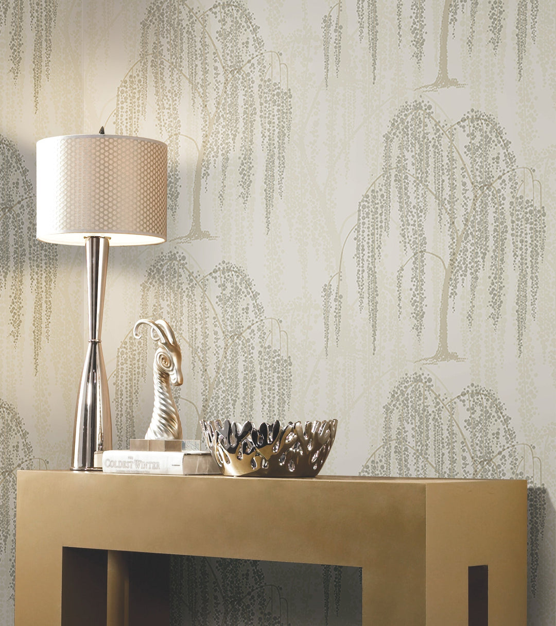 Willow Glow Light Taupe Wallpaper by Candice Olson Designer