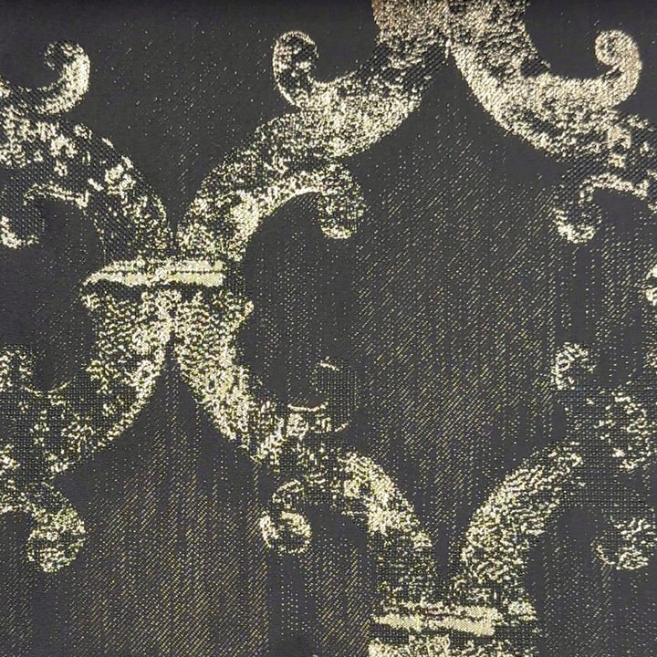 Dazzle Damask Black Gold by Europatex Designer Fabric Dazzle 100% Polyester 118.00 inches - Swanky Fabrics -
