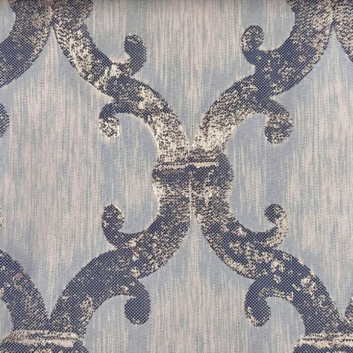 Dazzle Damask Blue Gold by Europatex Designer Fabric Dazzle 100% Polyester 118.00 inches - Swanky Fabrics -