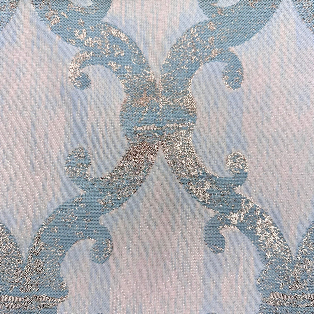 Dazzle Damask Teal Gold by Europatex Designer Fabric Dazzle 100% Polyester 118.00 inches - Swanky Fabrics -