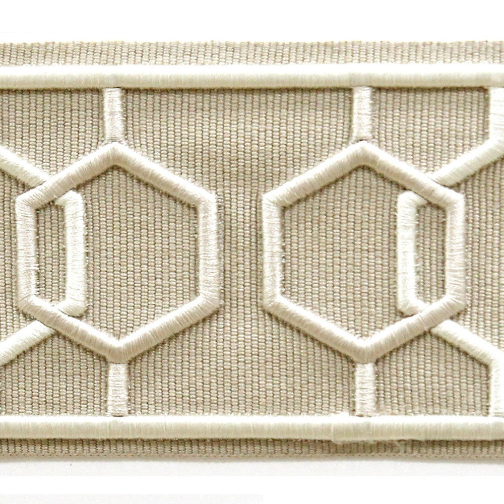 Dimensions Ivory by Europatex Designer Fabric Crest & Dimensions 100% Polyester 2.90 inches - Swanky Fabrics -