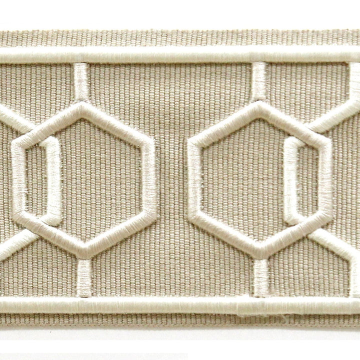 Dimensions Ivory by Europatex Designer Fabric Crest & Dimensions 100% Polyester 2.90 inches - Swanky Fabrics -