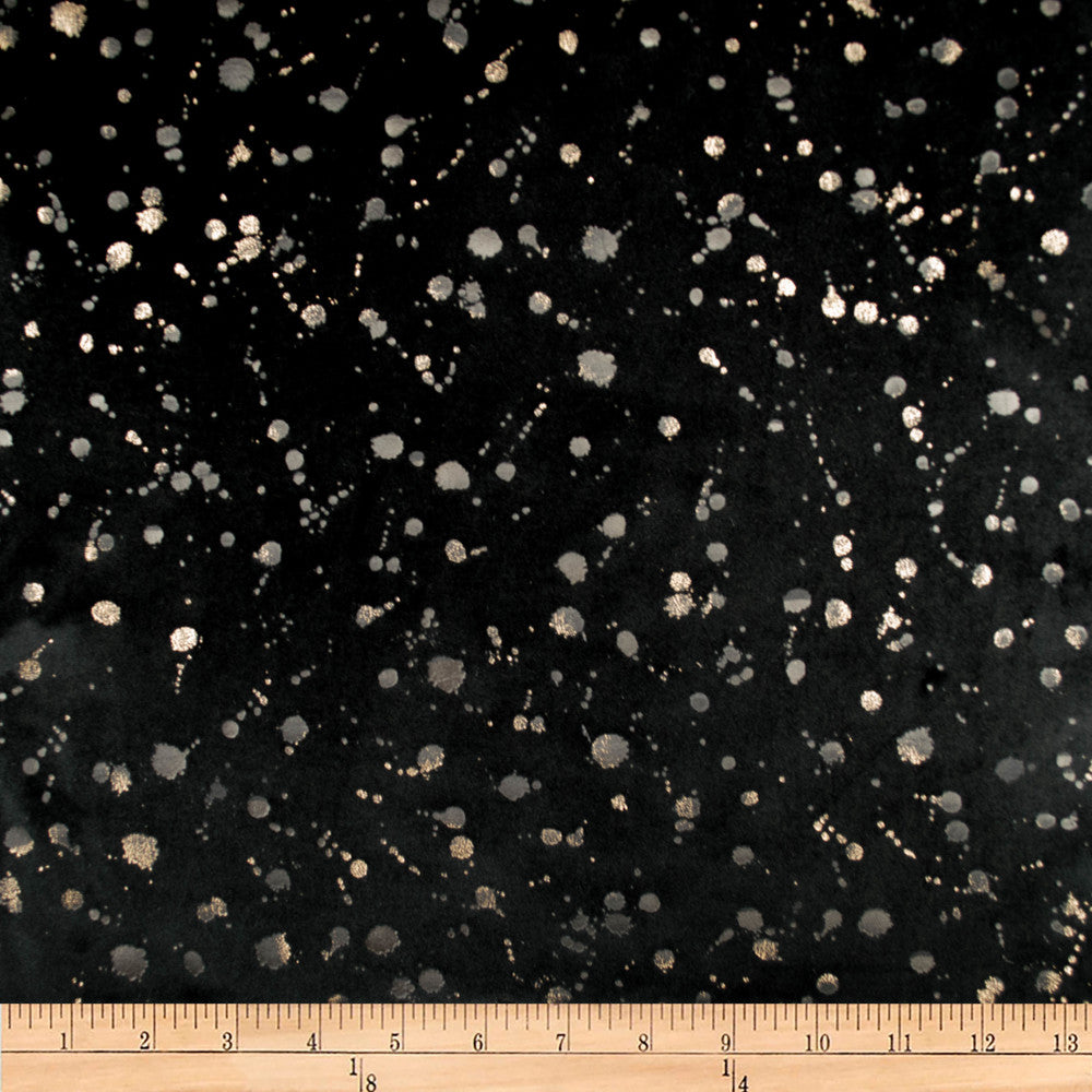 Embellished Dott Black by Europatex Designer Fabric Embellished 100% Polyester 26.8" H, 23" V 118.00 inches - Swanky Fabrics -