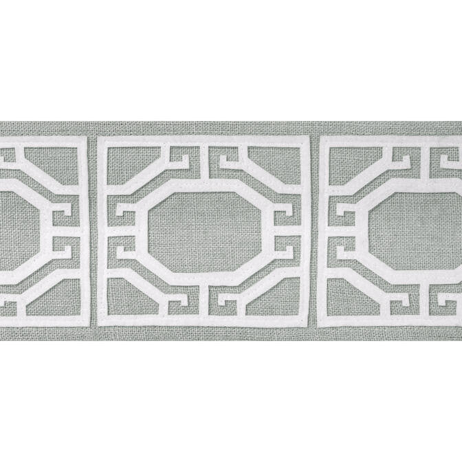 Gate Applique Tape Platinum E12009 by Thibaut Fabric Thibaut Fabric Gate Applique Tape Platinum E12009Fabric Tapes & Trims Volume 1 80% Linen, 20% Polyester INDIA </p><p>Repeat: V: 4.12 3.87 - Fabric Carolina -