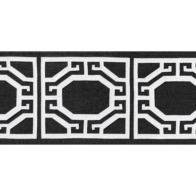 Gate Applique Tape Onyx E12010 by Thibaut Fabric Thibaut Fabric Gate Applique Tape Onyx E12010Fabric Tapes & Trims Volume 1 80% Linen, 20% Polyester INDIA </p><p>Repeat: V: 4.12 3.87 - Fabric Carolina -