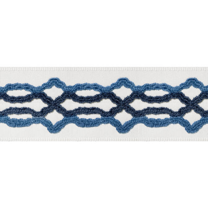 Hartney Tape Bermuda and Navy E12089 by Thibaut Fabric Thibaut Fabric Hartney Tape Bermuda and Navy E12089Fabric Tapes & Trims Volume 2 63% Cotton, 37% Viscose INDIA </p><p>Repeat: V: 2.75 2.875 - Fabric Carolina -
