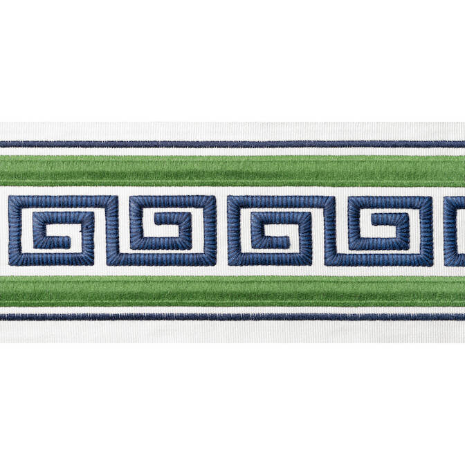 Avenue Tape Kelly and Bermuda E12107 by Thibaut Fabric Thibaut Fabric Avenue Tape Kelly and Bermuda E12107Fabric Tapes & Trims Volume 1 52% Cotton, 48% Spun Poly INDIA </p><p>Repeat: V: 3.75 4 - Fabric Carolina -