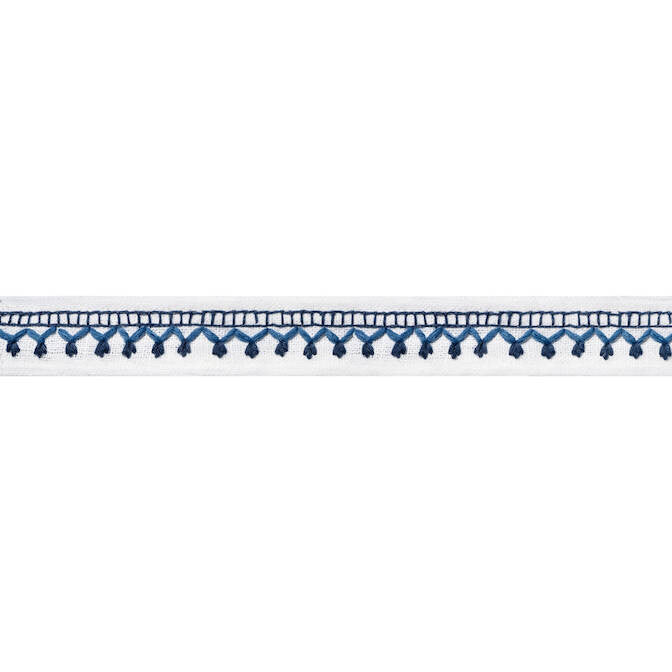 Brigette Tape Navy E12119 by Thibaut Fabric Thibaut Fabric Brigette Tape Navy E12119Fabric Tapes & Trims Volume 2 70% Cotton, 30% Poly INDIA </p><p>Repeat: V: 0.5 1 - Fabric Carolina -
