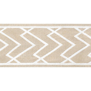 Thibaut Fabric Summit Applique Tape White on Linen E12207