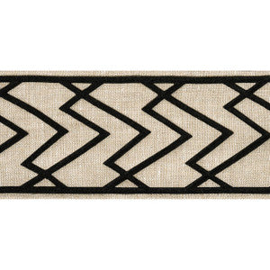 Thibaut Fabric Summit Applique Tape Black on Linen E12208