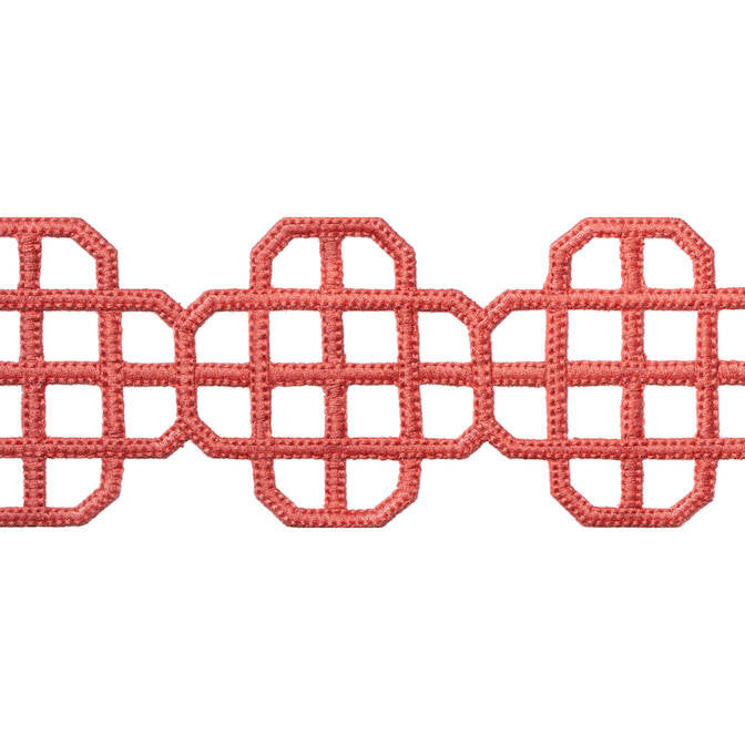 Fret Applique Coral E12265 by Thibaut Fabric Thibaut Fabric Fret Applique Coral E12265Fabric Tapes & Trims Volume 3 100% Polyester INDIA </p><p>Repeat: V: 3.25 3.5 - Fabric Carolina -