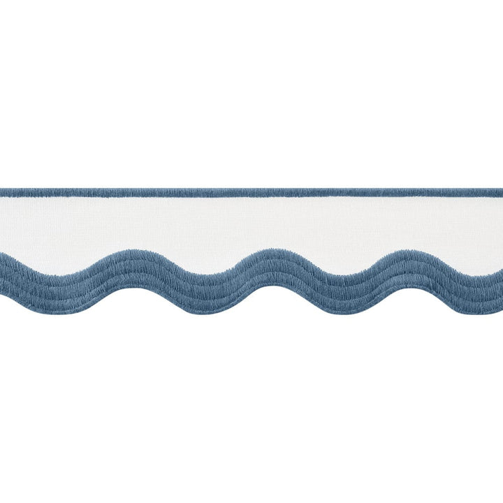 Wave Tape Bermuda on White E12333 by Thibaut Trim Thibaut Trim Wave Tape Bermuda on White E12333Trim 90% Linen, 10% Polyester U.S.A </p><p>Repeat: H: , V: 2.12 in  (5.38 cm) - Fabric Carolina -