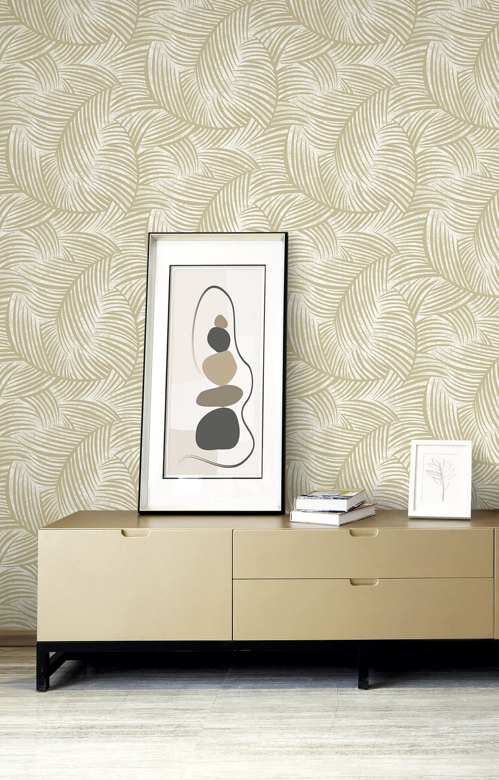 Zephyra Palms Golden Glitz with Glass Beads EL20607 by Seabrook Designs Designer Wallpaper