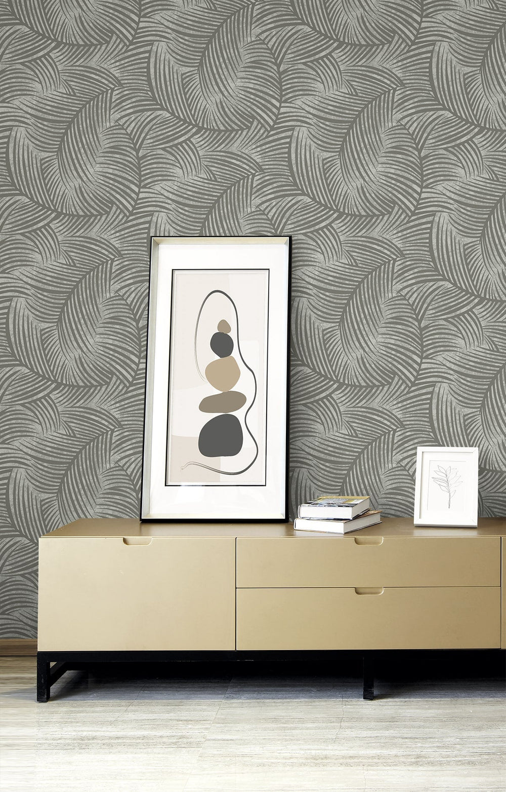 Zephyra Palms Cement EL20610 by Seabrook Designs Designer Wallpaper