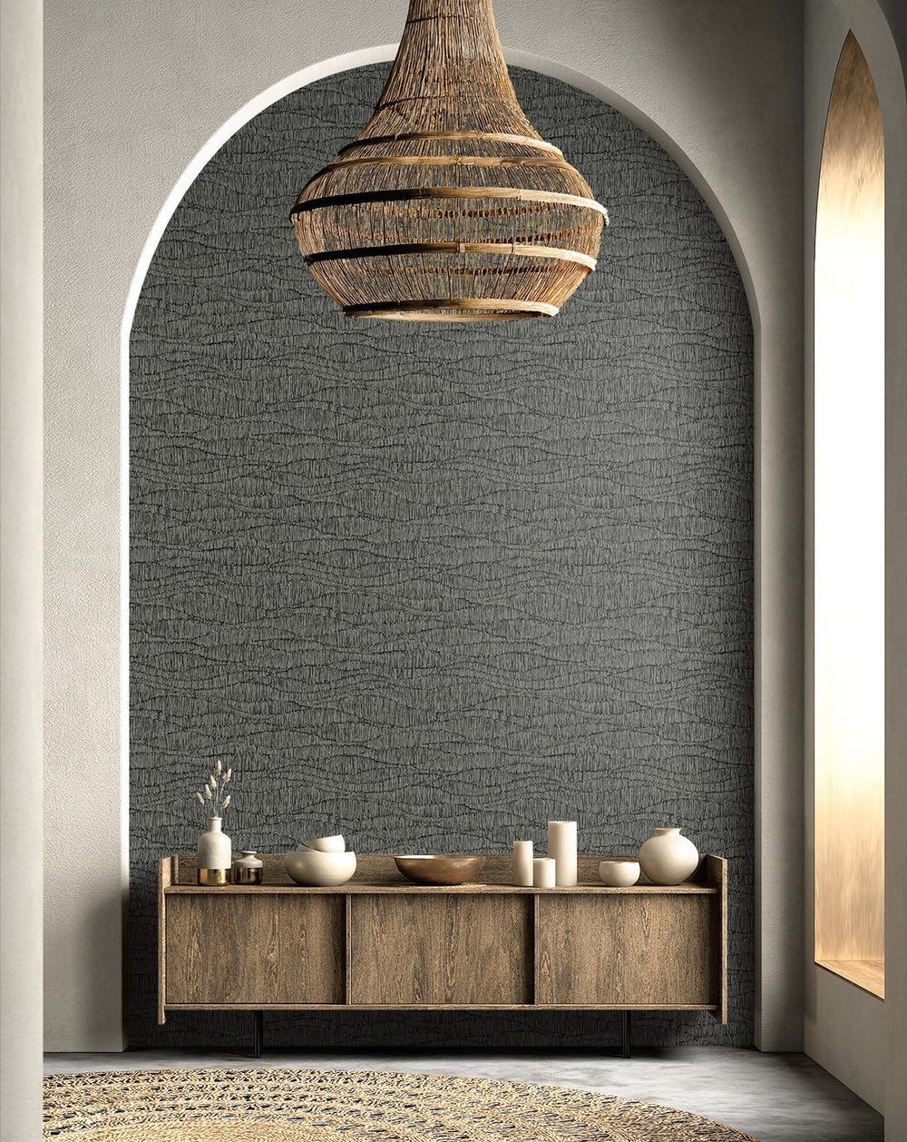 Tatiana Waves Charcoal EL20800 by Seabrook Designs Designer Wallpaper