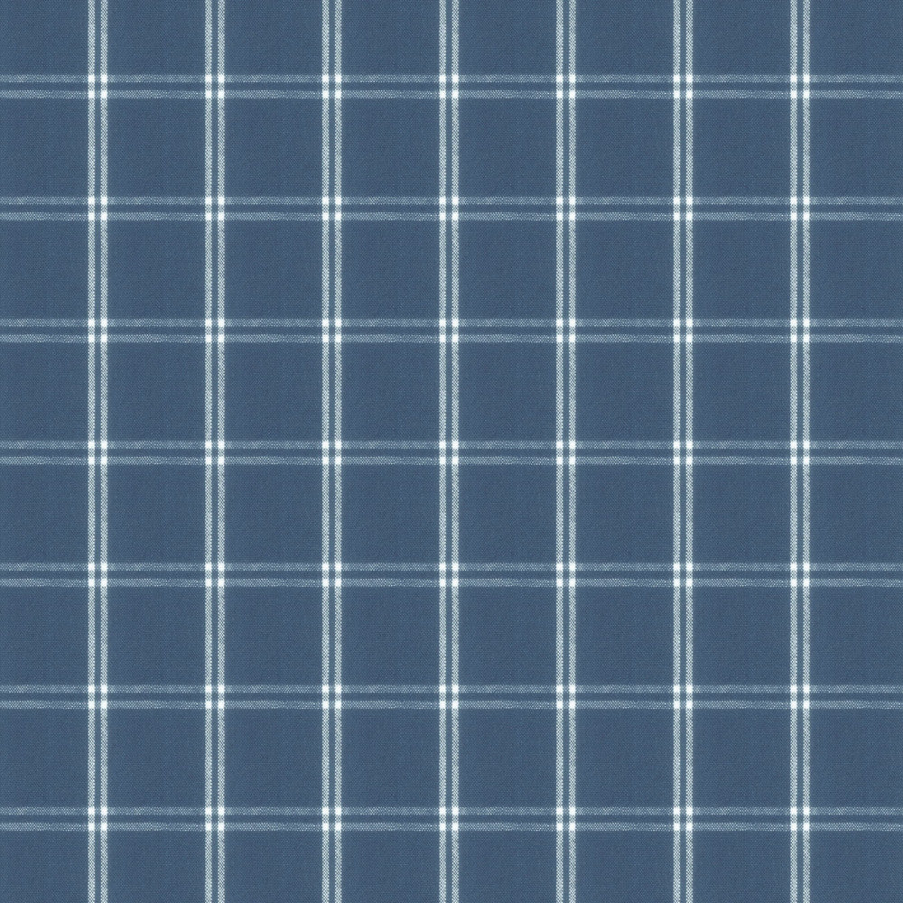 Embassy 2 Denim by Stout Designer Fabric RAINBOW LIBRARY INK/SAPPHIRE 55%LIN 45%COT CHINA Horizontal: 3.500 and Vertical: 3.500 54 in - Swanky Fabrics -