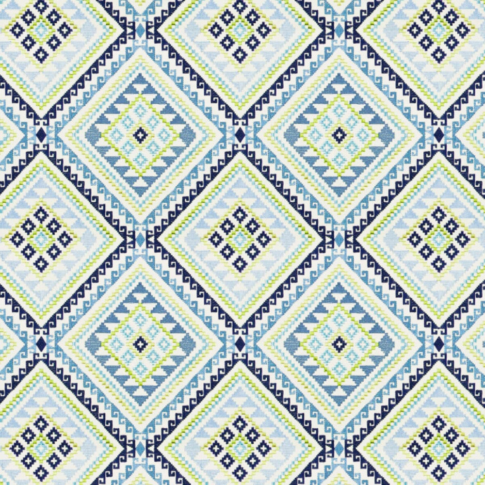 Embellish 1 Denim by Aoc Designer Fabric RAINBOW LIBRARY PORCELAIN/ROYAL 100%COT %BEMB INDIA MARTINDALE WEAR TEST (18 000 CIRCULAR RUBS) Horizontal: 12 and Vertical: 12.625 51.5 in - Swanky Fabrics -