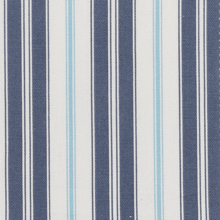 Emerson 3 Dresden by Stout Designer Fabric JUST STRIPES DENIM/SLATE 100%COT PAKISTAN FLAME RETARDANT-N.F.P.A. 701 SMALL SCALE Horizontal: 2.375 and Vertical: 0.000 56.5 in - Swanky Fabrics -