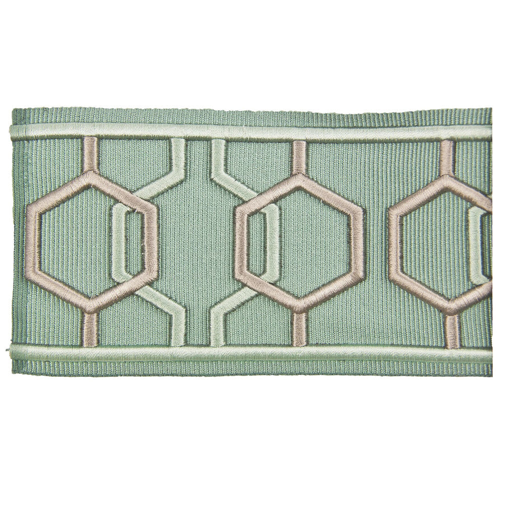 Emily 6 Mineral by Stout Designer Trim DISTINCTION TAPES 99%SVI 1%POL CHINA </p><p>Repeat: 4 3 in - Swanky Fabrics -