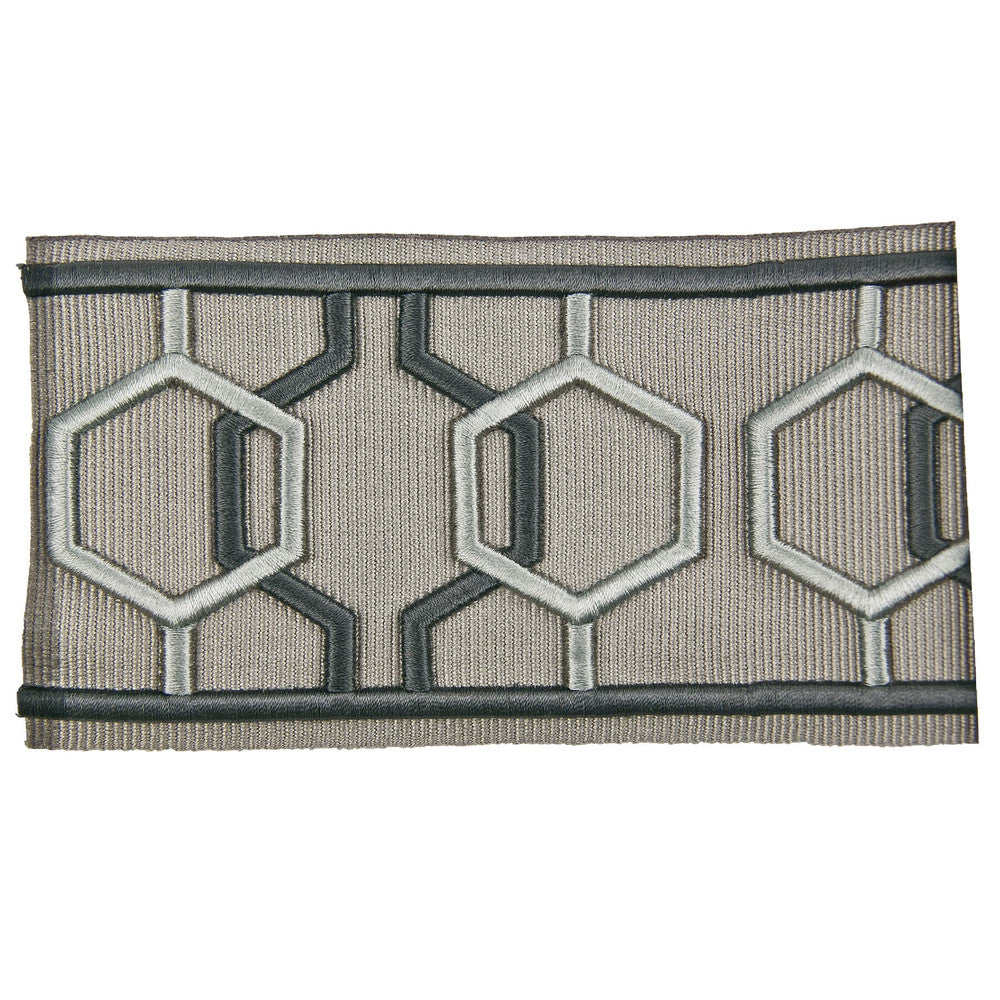 Emily 7 Charcoal by Stout Designer Trim DISTINCTION TAPES 99%SVI 1%POL CHINA Horizontal: 3 and Vertical: 4 3 in - Swanky Fabrics -