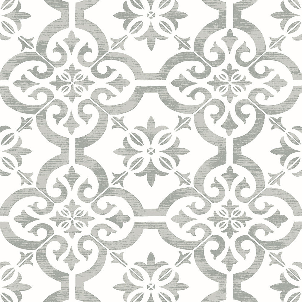 Encaustic Faux Tile Harbor Mist ET10010 by Etten Studios Designer Wallpaper